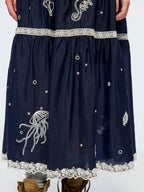Openwork embroidered maxi skirt