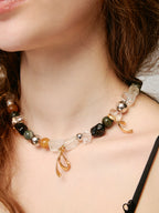 Orange Green Ribbon Necklace