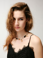Orange Green Ribbon Necklace