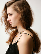 Orange Green Ribbon Necklace