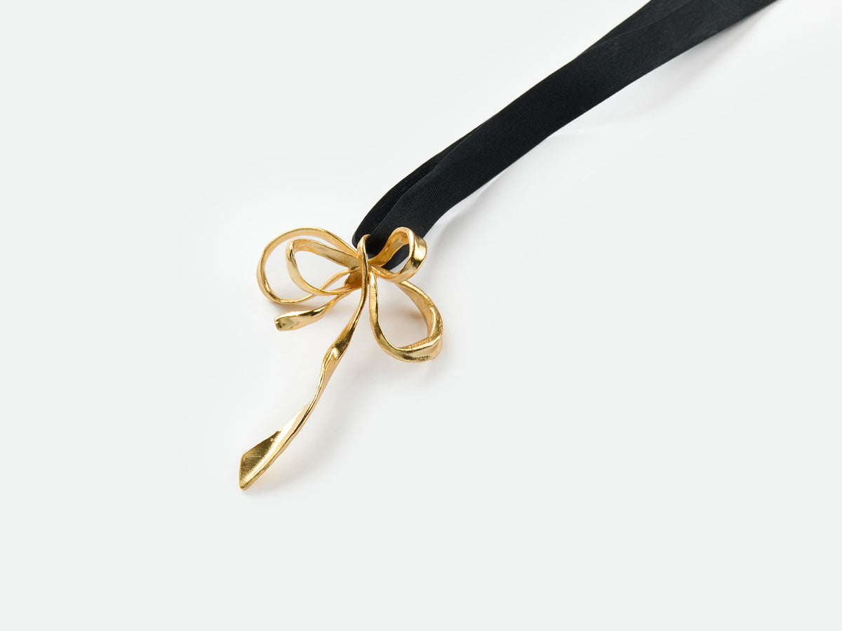Bow Silk Ribbon Drawstring Necklace
