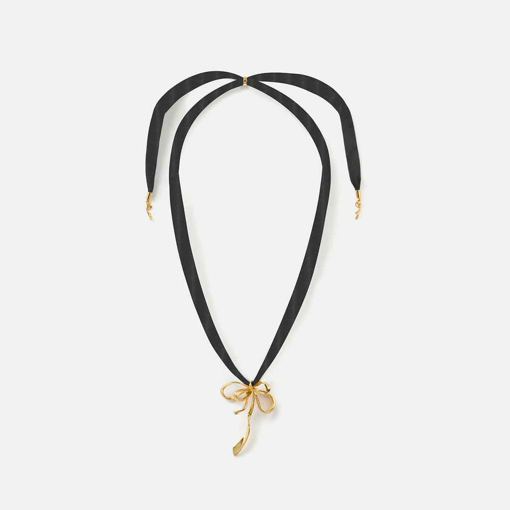 Bow Silk Ribbon Drawstring Necklace