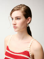 Multi Bead Hoop Stud Earrings