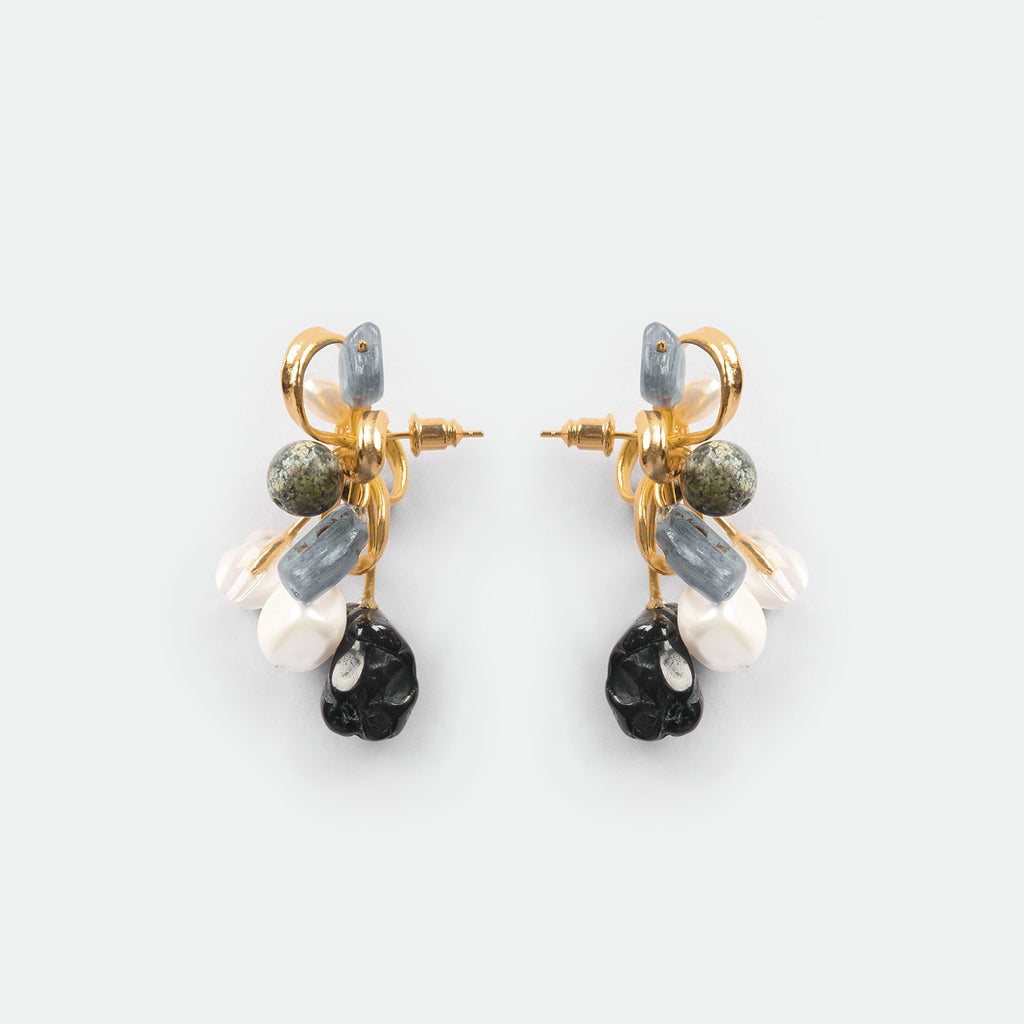Multi-Bead Bow Stud Earrings