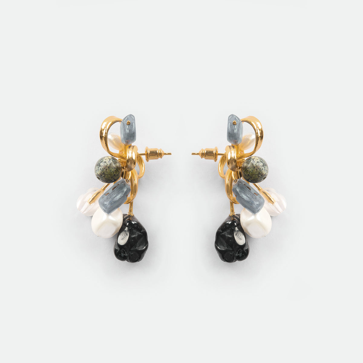 Multi-Bead Bow Stud Earrings