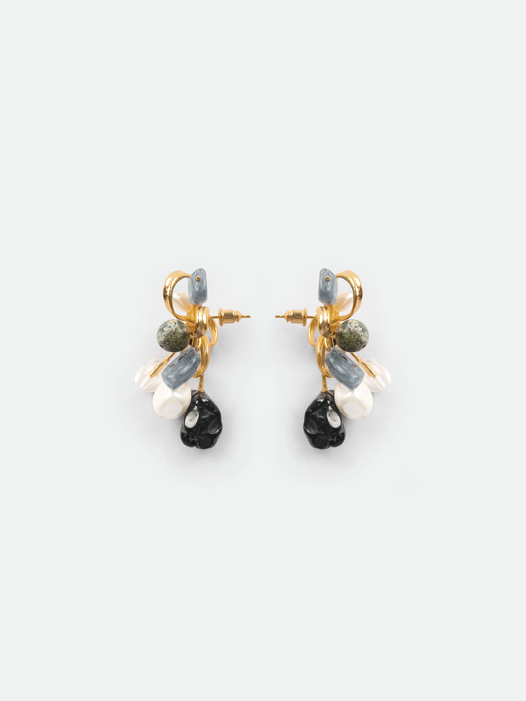 Multi-Bead Bow Stud Earrings