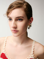 Multi-Bead Bow Stud Earrings