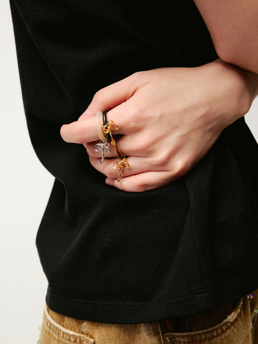 Mini Bow Natural Stone Ring