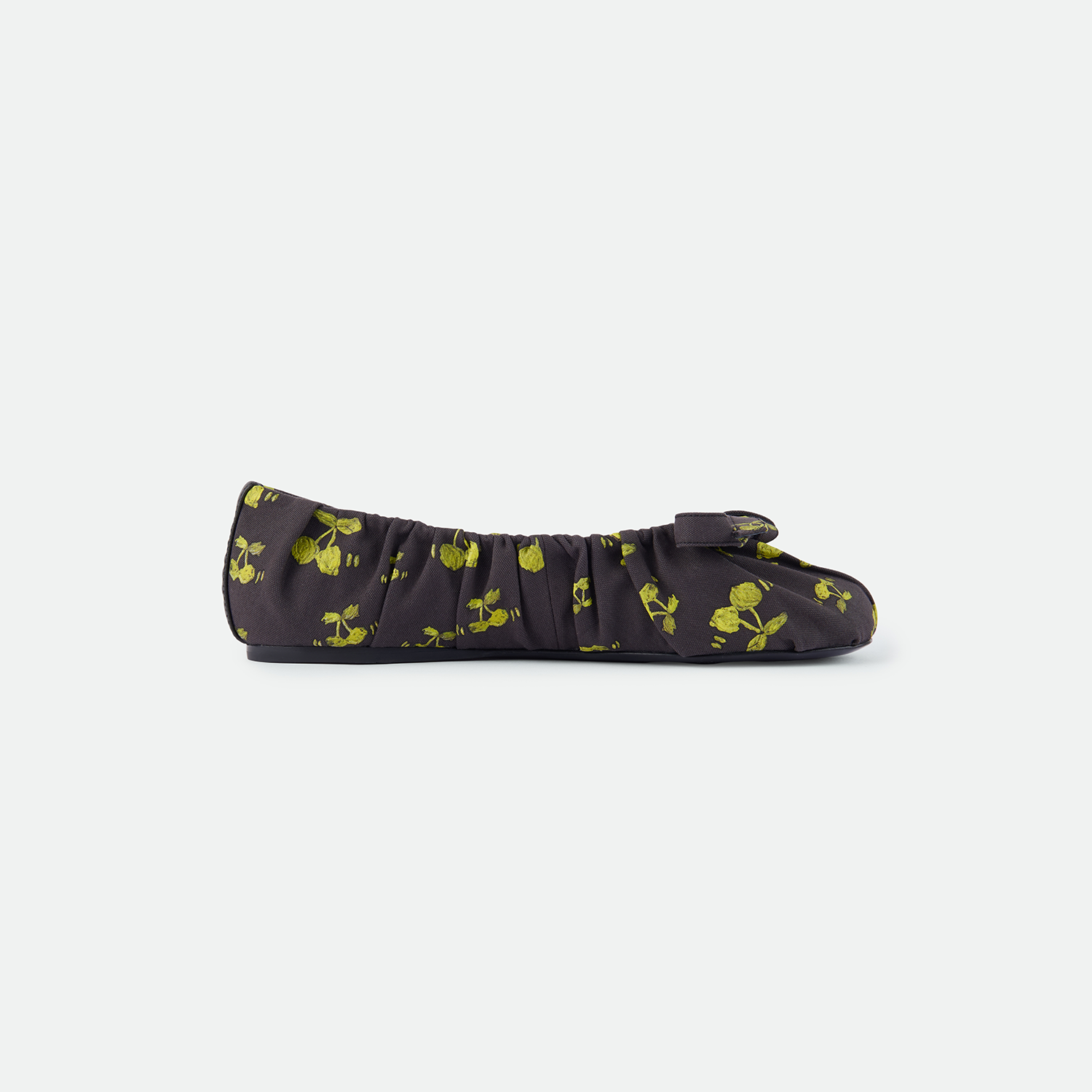 Printed bow lace-up ballerina