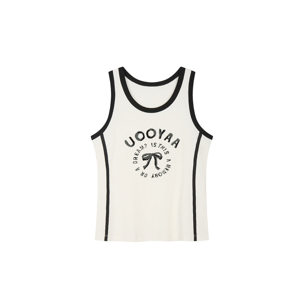 Flocked bow tank top