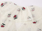 Embroidered sporty cherry lace shirt