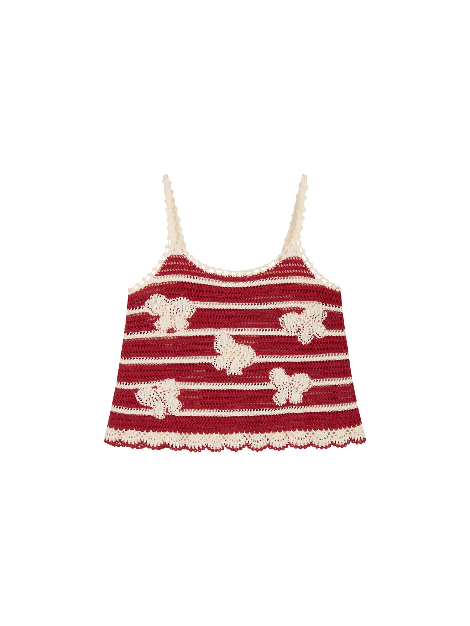 Handcrafted lace bow knit camisole