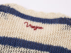 Handcrafted bow striped knit T-shirt