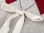 Ribbon bow polo knit T-shirt
