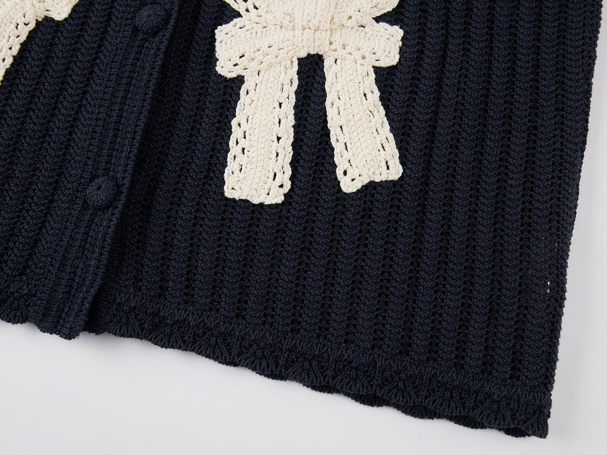 Handcrafted bow cardigan