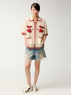 Handcrafted sporty cherry cardigan