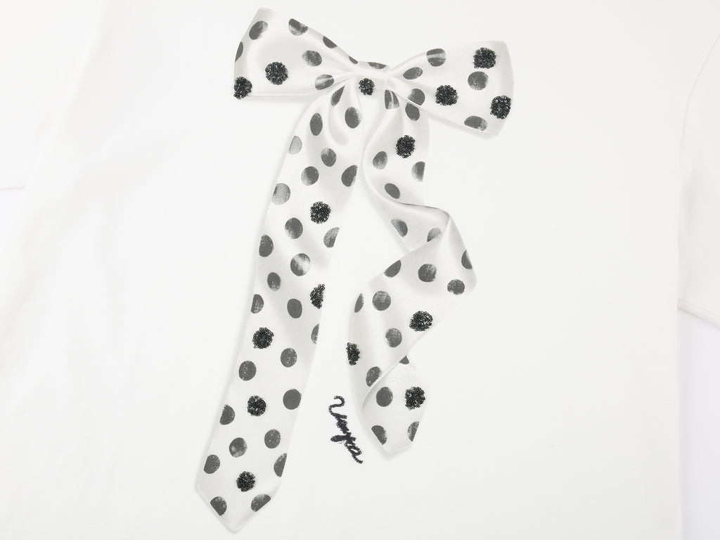Sequin embroidered polka dot bow T-shirt