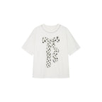 Sequin embroidered polka dot bow T-shirt