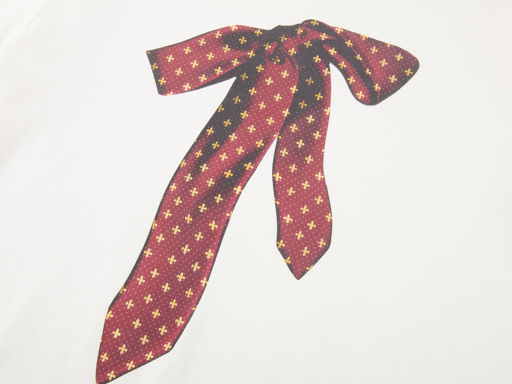 Foil-stamped tie bow T-shirt
