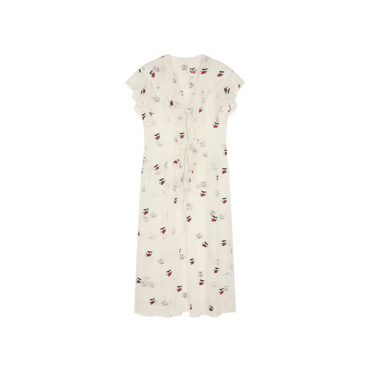 Embroidered sporty cherry lace tea dress