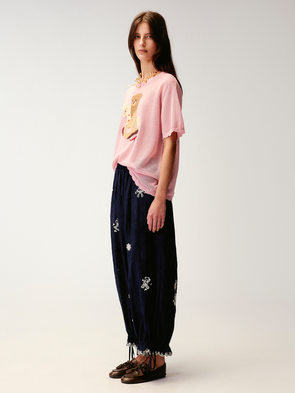 Openwork embroidered tencel-wool bloomers