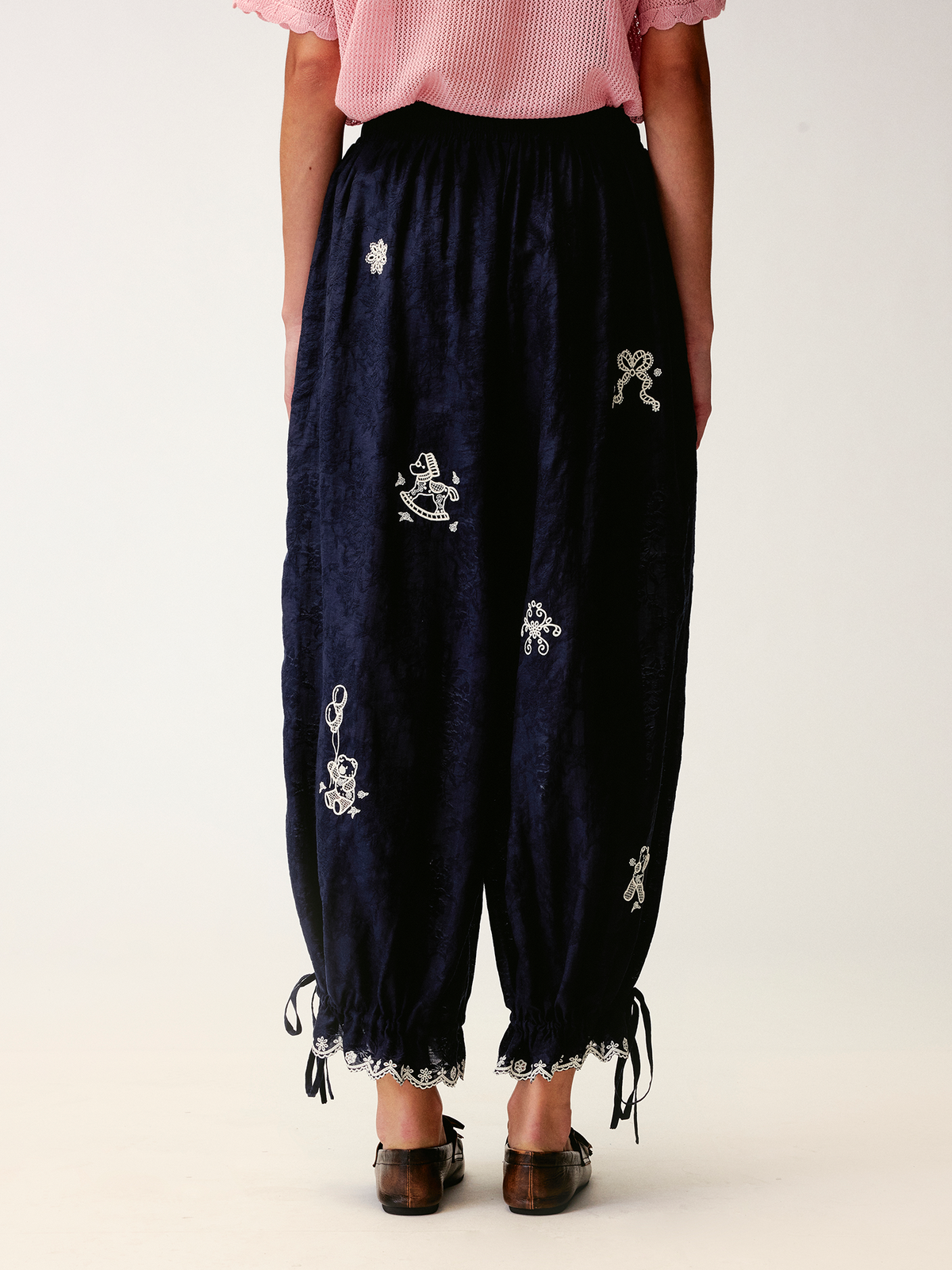 Openwork embroidered tencel-wool bloomers