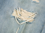 Pearl chain distressed jeans