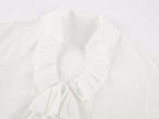 Bow-tie ruffle collar shirt