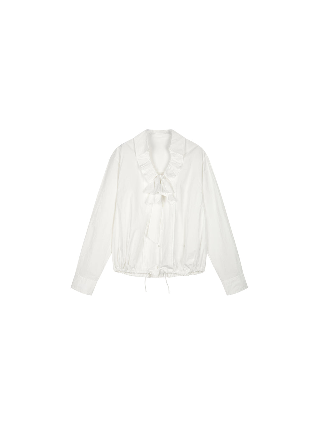 Bow-tie ruffle collar shirt