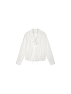 Bow-tie ruffle collar shirt
