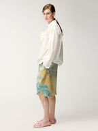 Bow-tie ruffle collar shirt