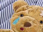Sad bear jacquard appliqué pintuck shirt