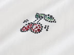 Rhinestone sporty cherry hooded shirt
