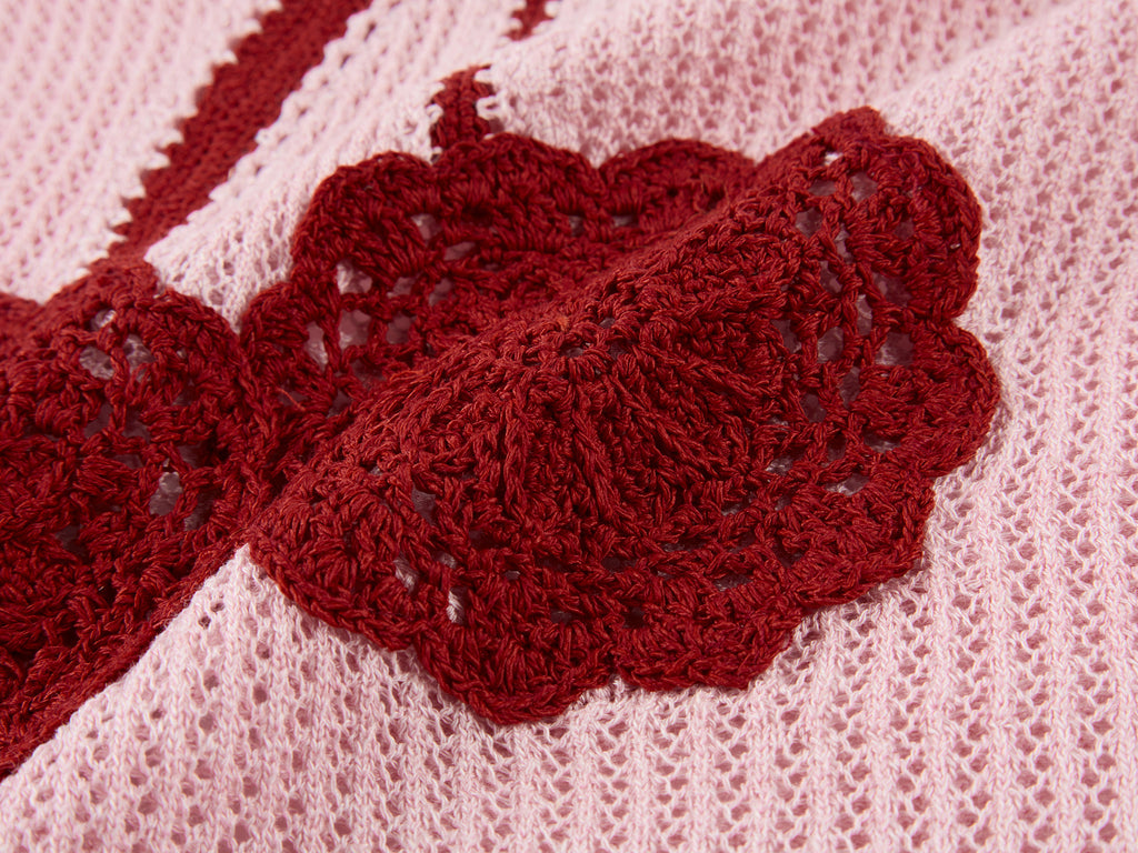 Handmade sporty cherry knit T-shirt