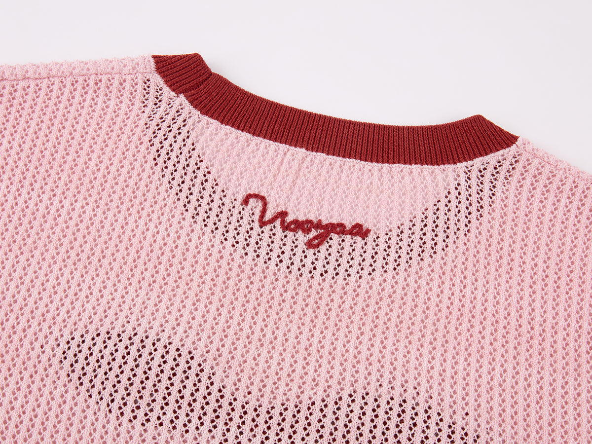 Handmade sporty cherry knit T-shirt