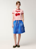 Handmade sporty cherry knit T-shirt