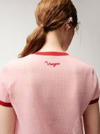 Handmade sporty cherry knit T-shirt