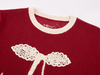Handmade sporty cherry knit T-shirt