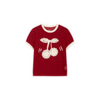 Handmade sporty cherry knit T-shirt