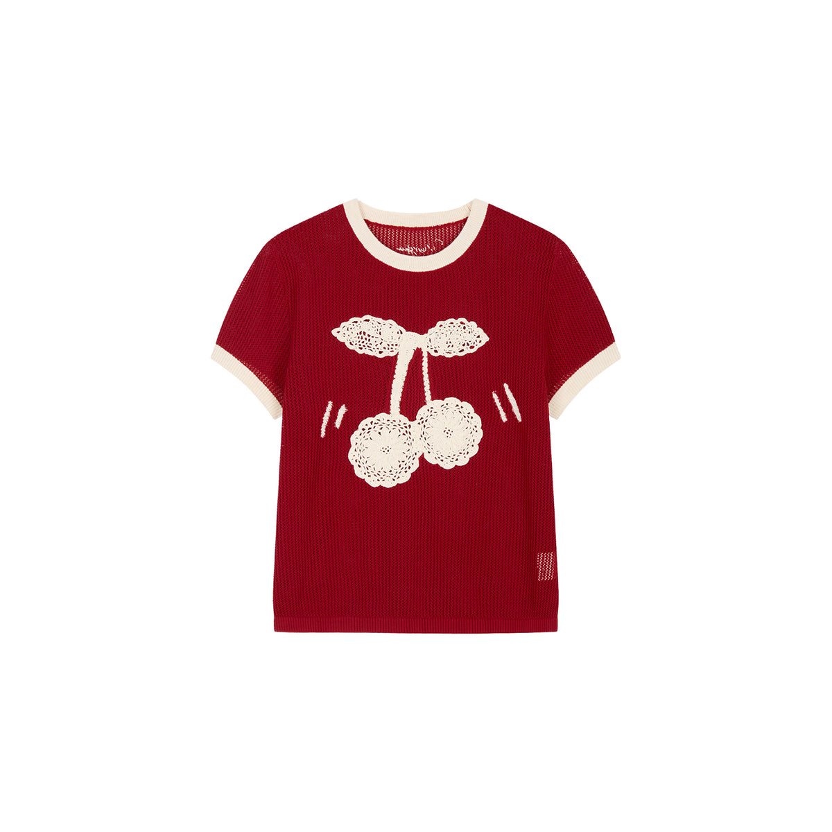 Handmade sporty cherry knit T-shirt