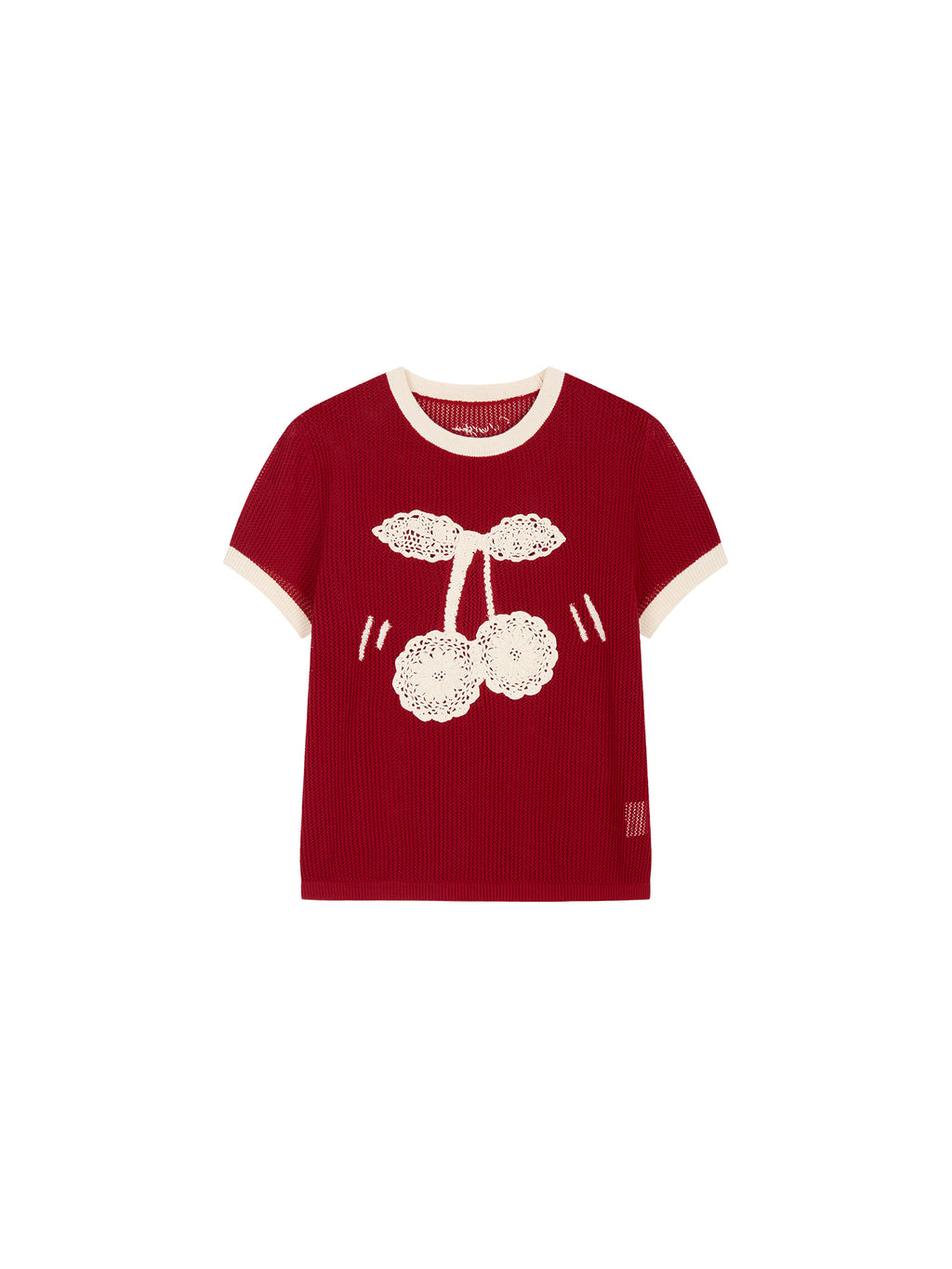 Handmade sporty cherry knit T-shirt