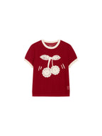 Handmade sporty cherry knit T-shirt