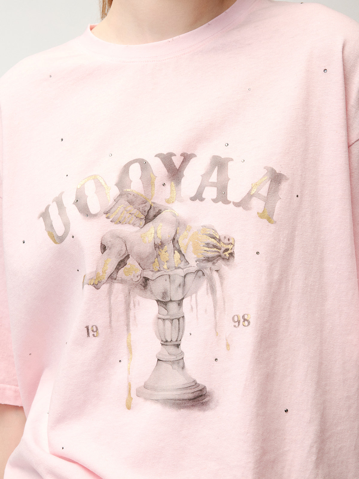 Rhinestone fountain angel T-shirt
