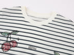 Rhinestone sporty cherry striped sweatshirt