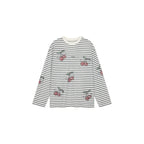 Rhinestone sporty cherry striped sweatshirt