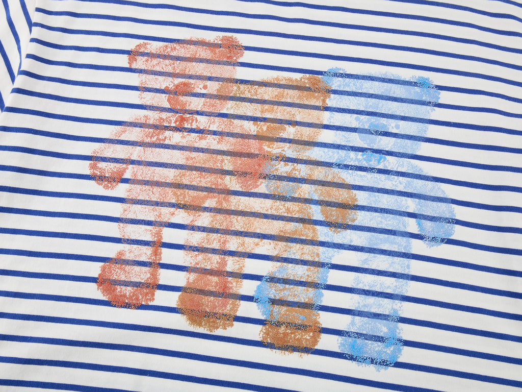 HUG bear print sailor stripe dress