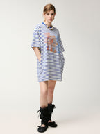 HUG bear print sailor stripe dress