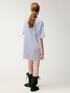 HUG bear print sailor stripe dress