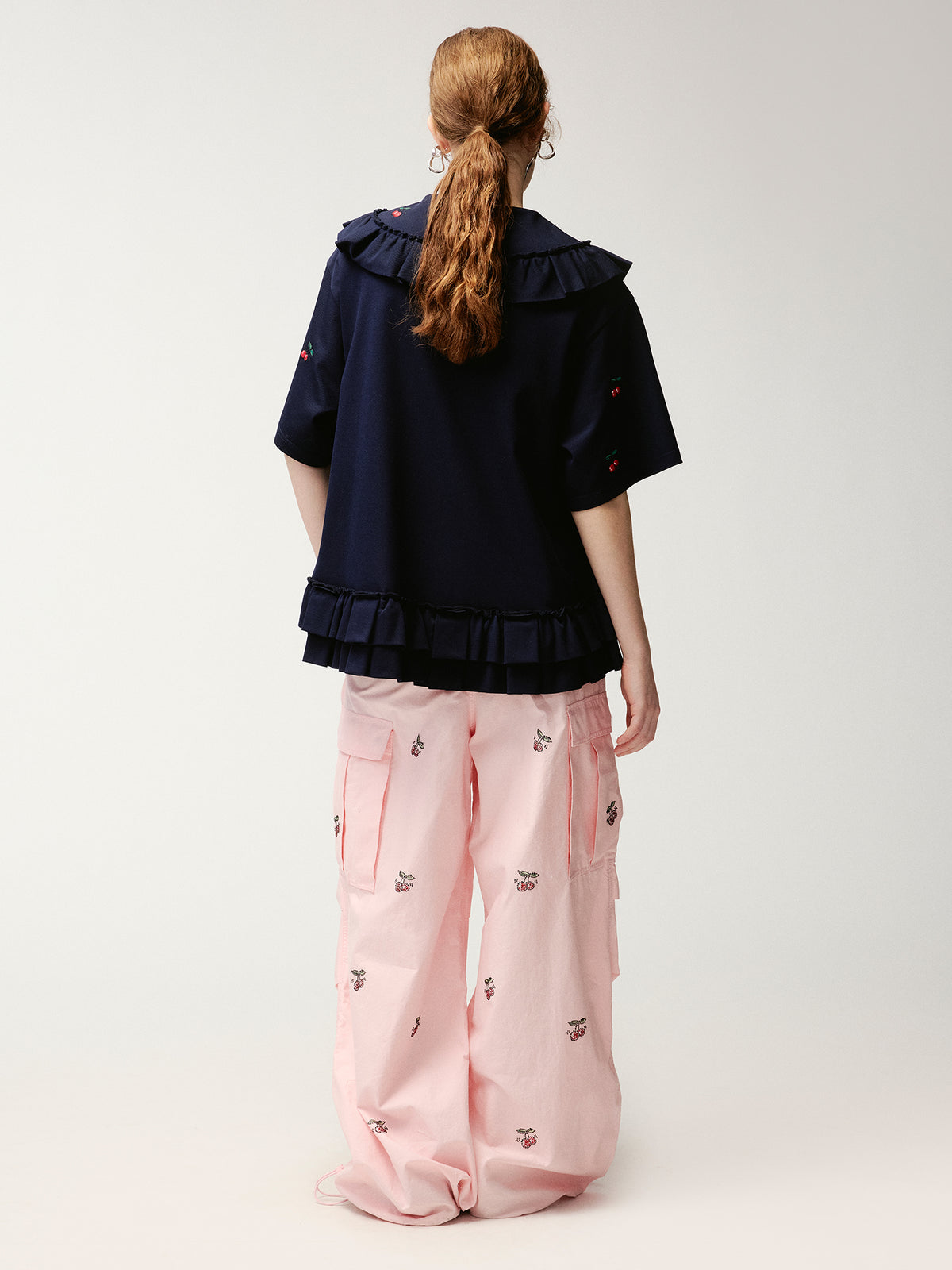 Rhinestone sporty cherry cargo pants