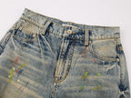 Graffiti dots denim pants